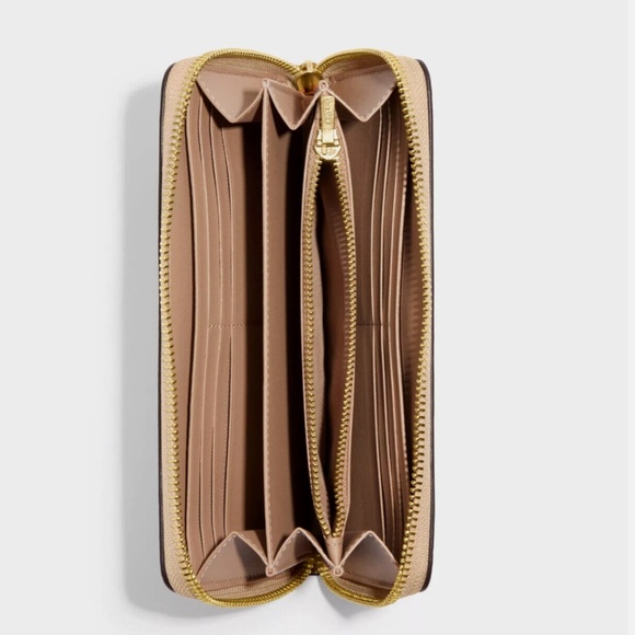 Coach CH360 Women's Light Khaki Signature Ditzy Long Zip Around Wallet NWT - Picture 6 of 13
